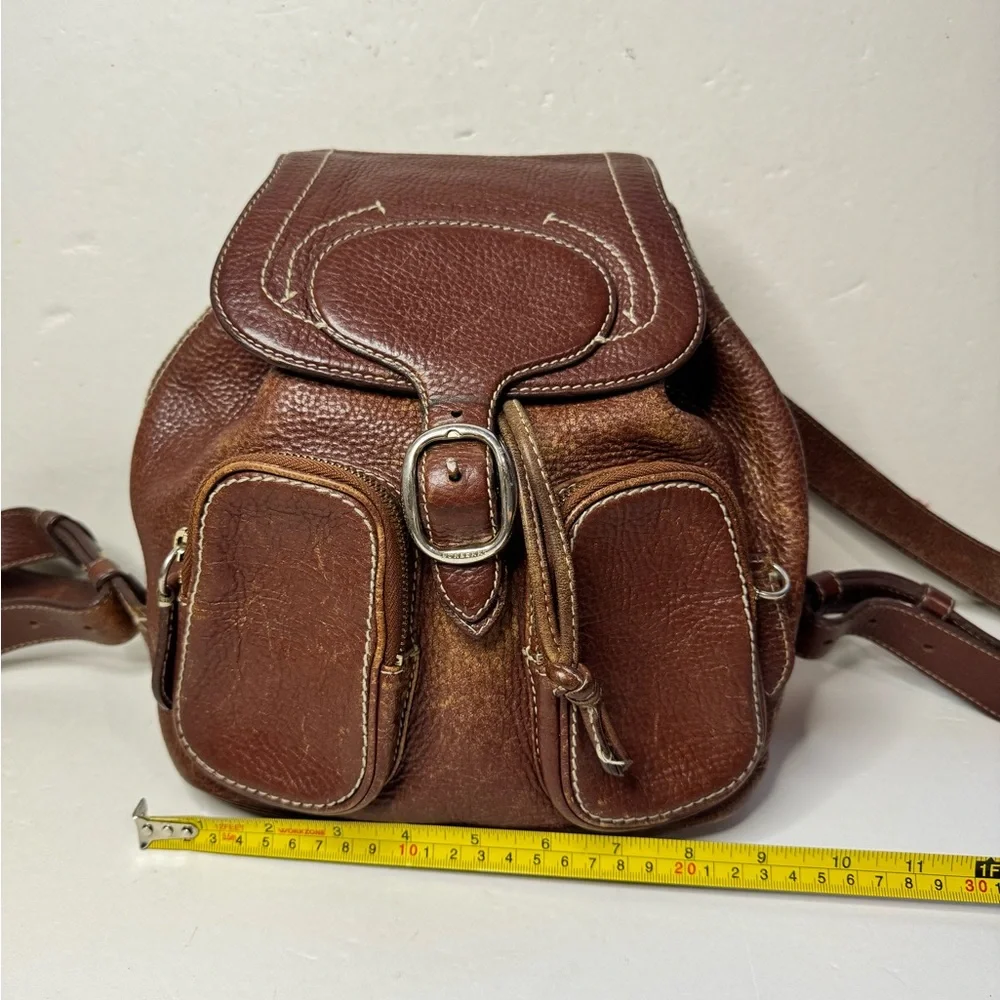 BURBERRY Vintage Brown Leather Small Backpack